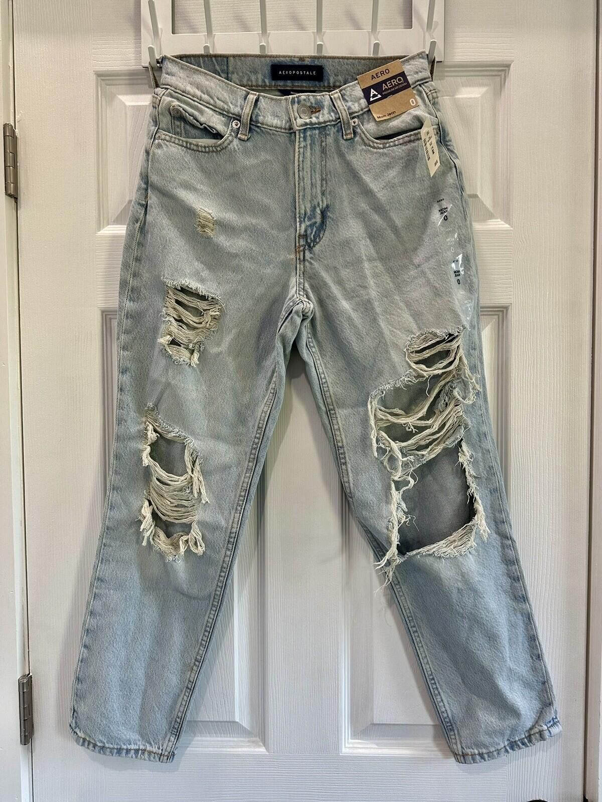 United Arrows NWT Aeropostale Women Size 0 Distressed High Rise 90s Ripped Size 25" / US 0 / IT 36 - 1 Thumbnail