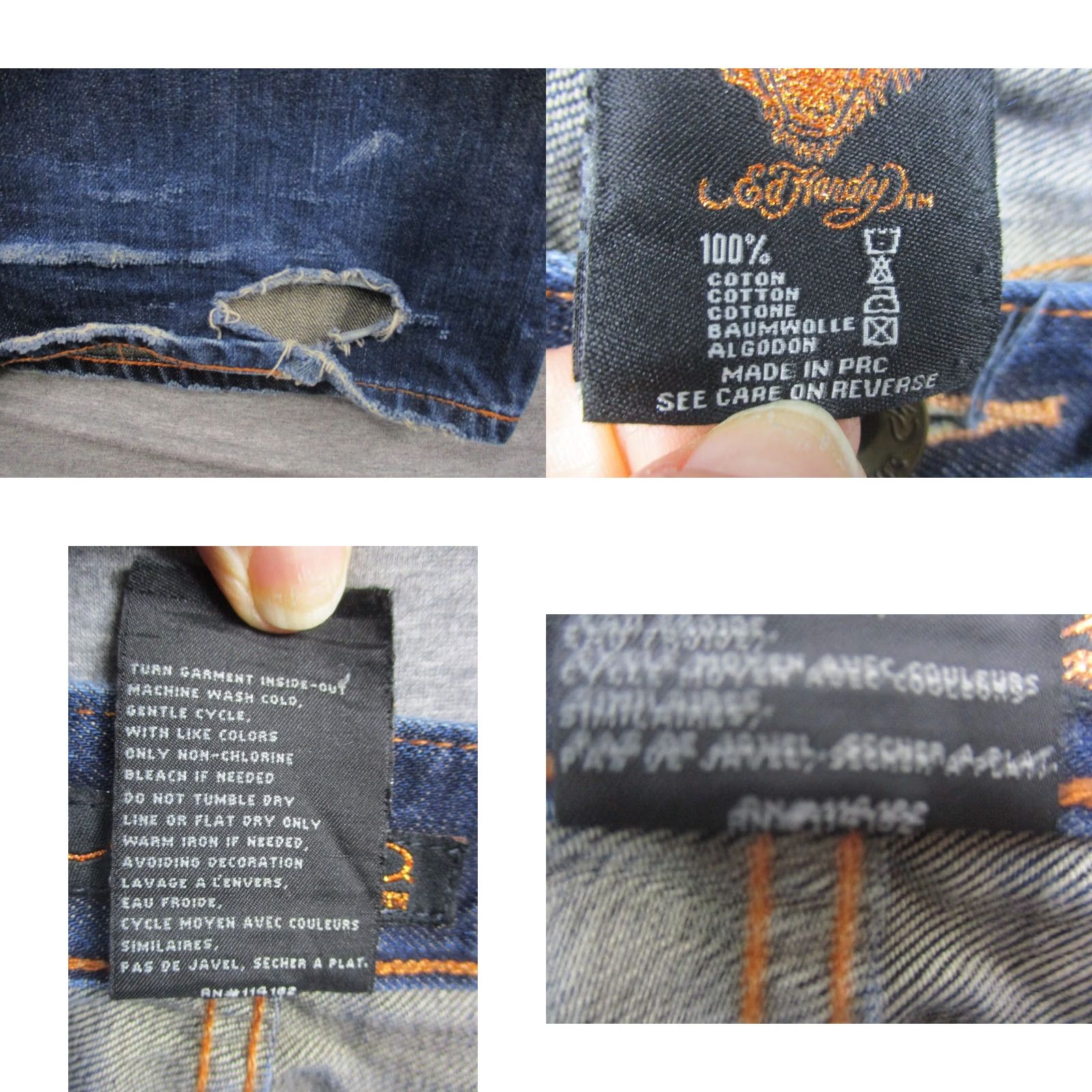 Ed Hardy VINTAGE Ed Hardy by Christian Audigier Jeans 38 Blue Embroidered Love Kills Slowly Mens Size US 38 / EU 54 - 10 Thumbnail