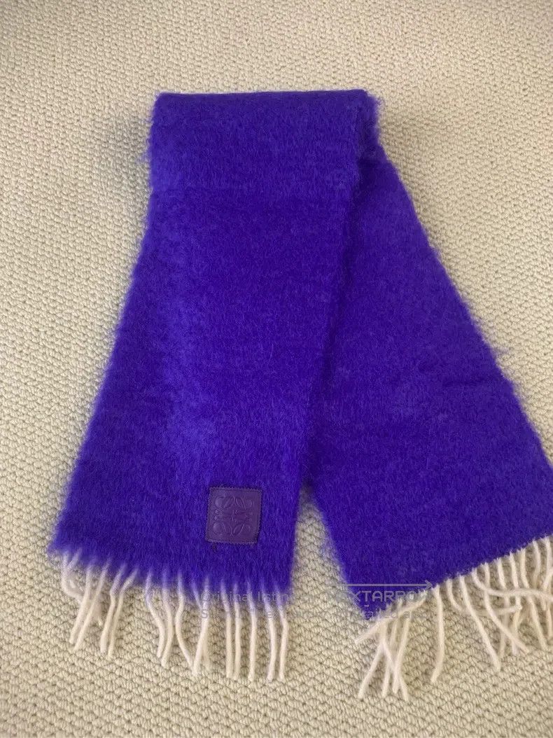 Loewe Loewe Purple mohair cashmere fringe scarf Size ONE SIZE - 5 Thumbnail