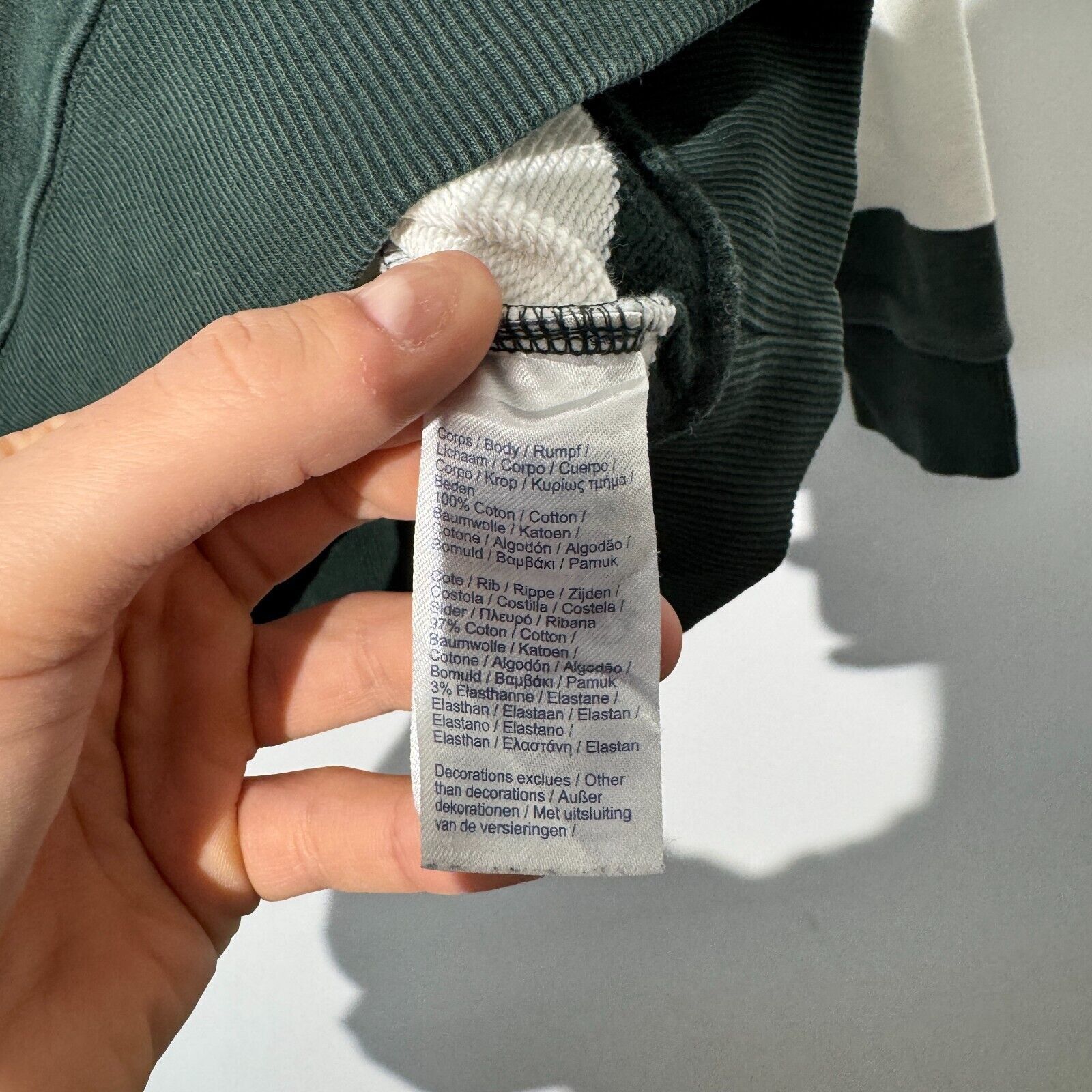Lacoste Lacoste Unisex XXS Green White Striped Cotton Crewneck Size US M / EU 48-50 / 2 - 8 Thumbnail