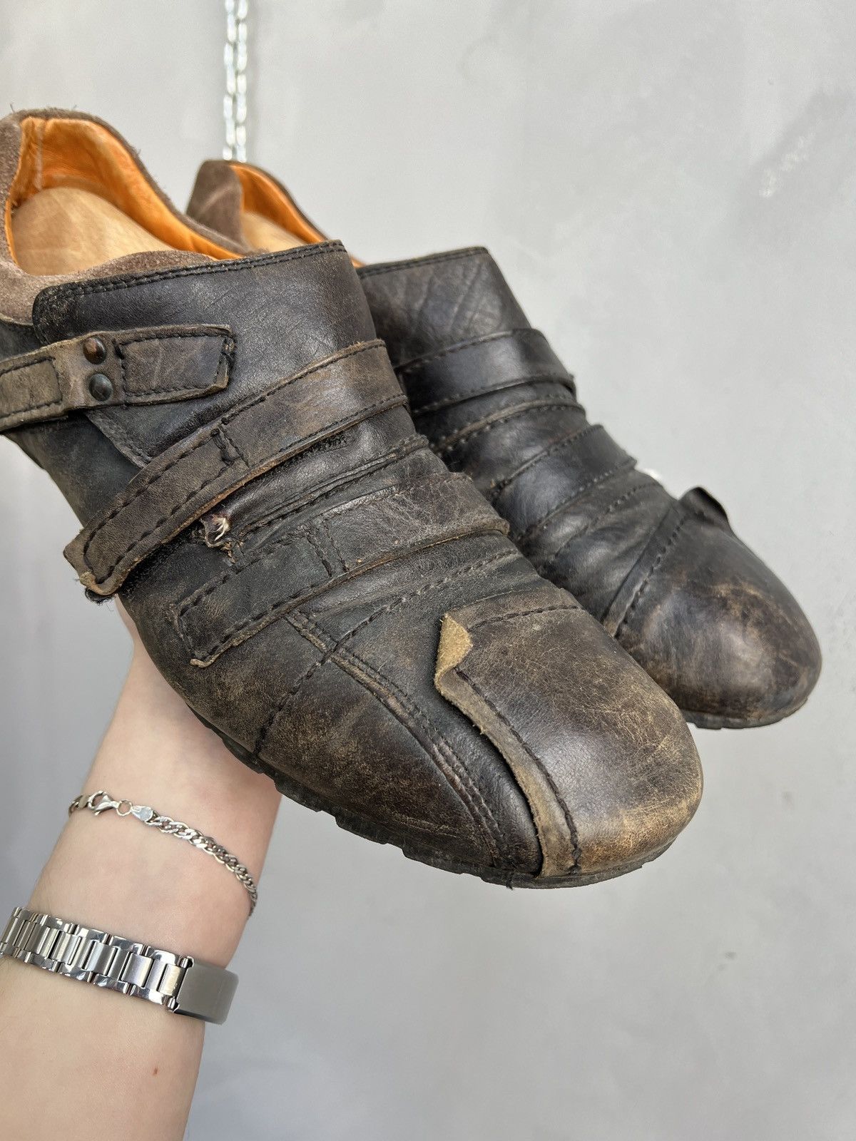 No Faith Studios Leather avant garde y2k belted low boots y2k style Size US 11 / EU 44 - 3 Thumbnail