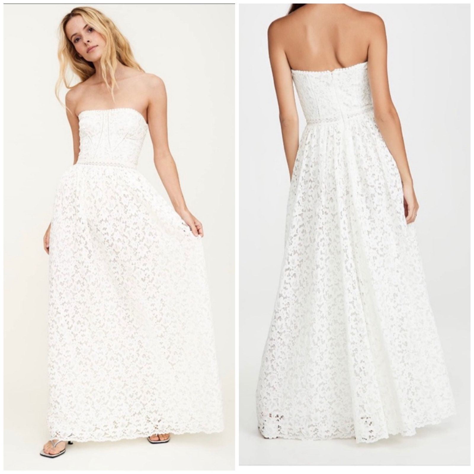 Jonathan Simkhai Strapless Lace Bridal Dress Size 6