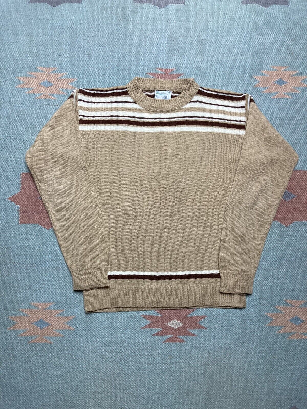 JCPenney × Vintage 70s JCPenney knit sweater striped soft boys medium baby tee Size XS / US 0-2 / IT 36-38 - 1 Thumbnail