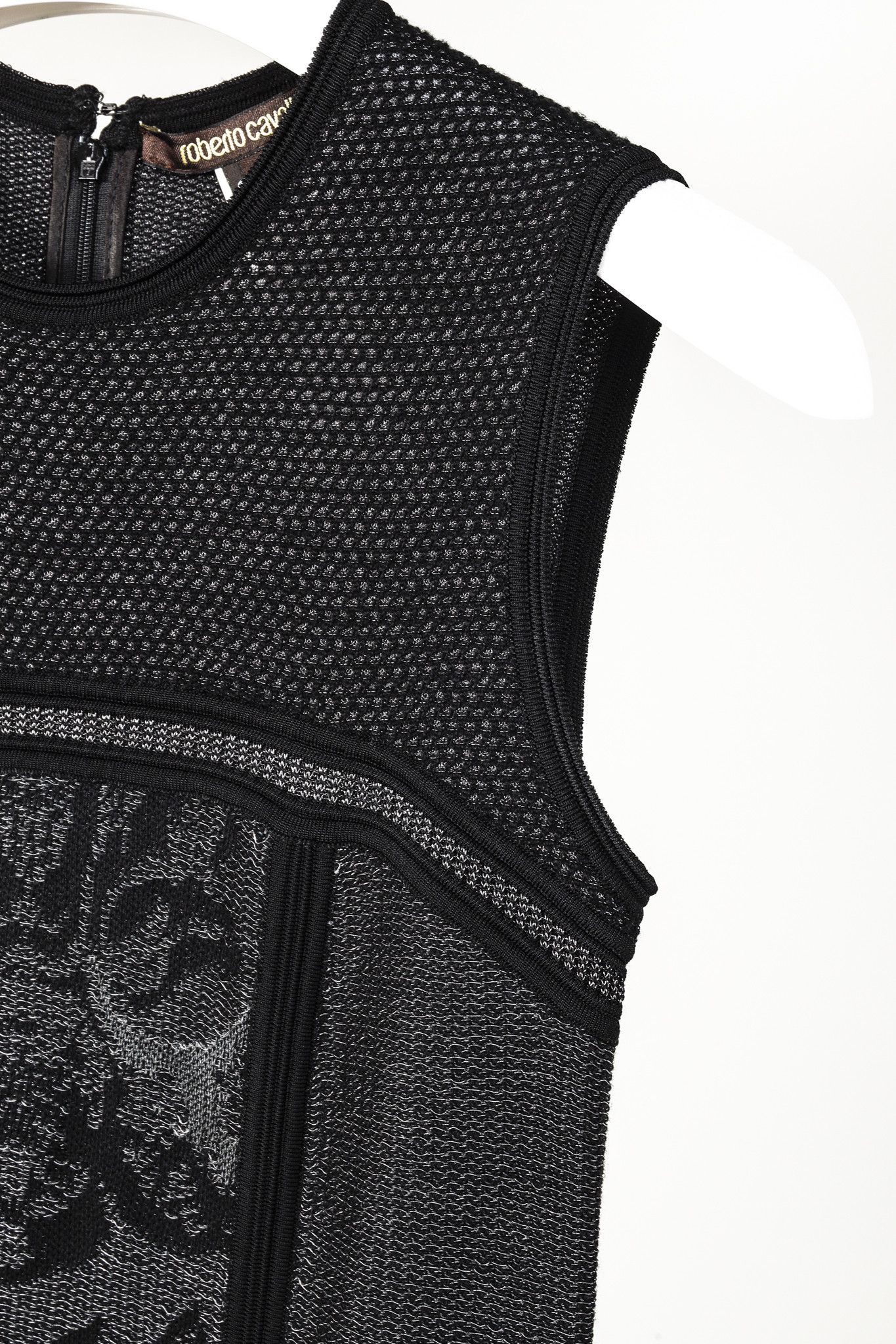 Roberto Cavalli Roberto Cavalli Black Print Sleeveless Metallic Knit Dress Size S / US 4 / IT 40 - 5 Thumbnail