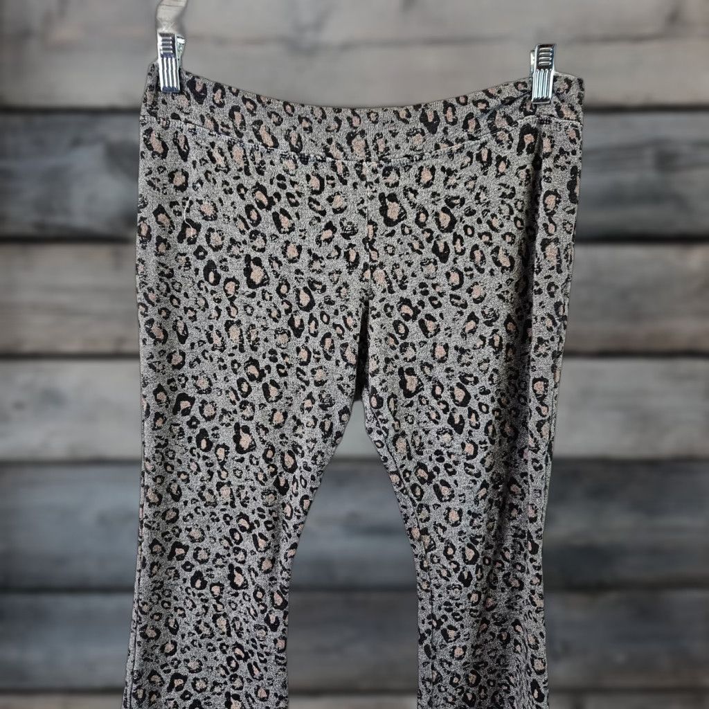Sundry Sundry Womens Cropped Kick Flare Pants Size 2 Medium Gray Black Leopard Print Size 32" / US 10 / IT 46 - 1 Thumbnail