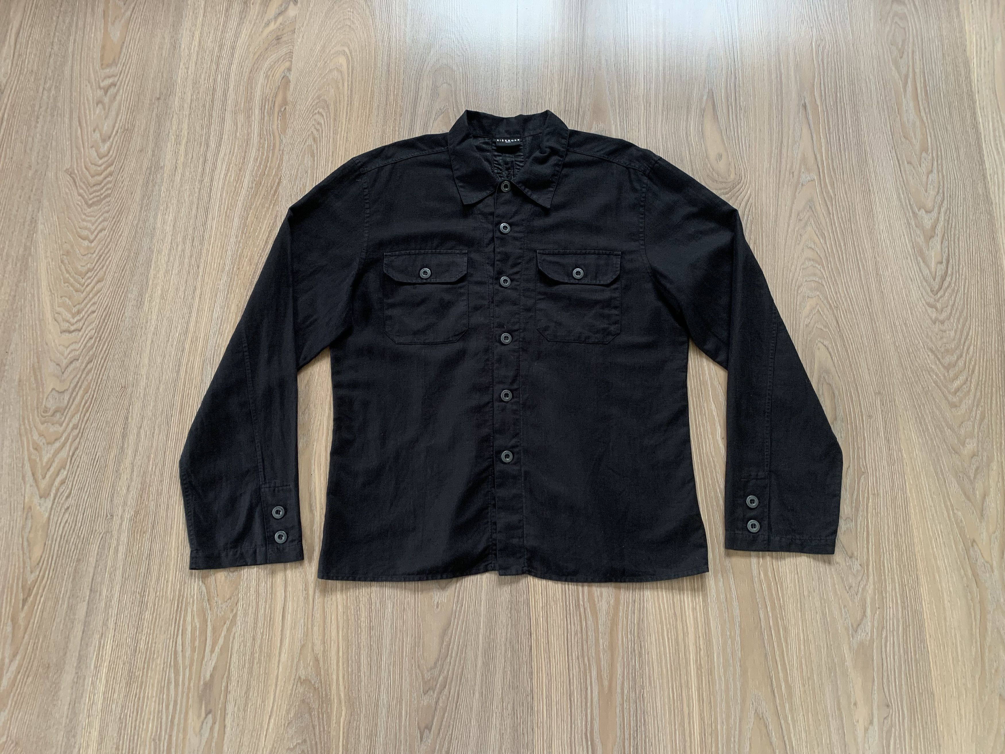 John Richmond Men's John Richmond Denim Black Linen Shirt With Embroidery Size US M / EU 48-50 / 2 - 1 Thumbnail
