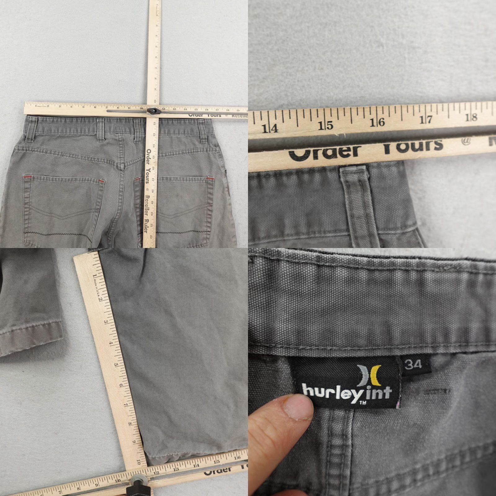 Hurley VINTAGE Hurley Shorts Mens 34 Gray Chino Skateboarding Grunge 90s USA Size US 34 / EU 50 - 8 Thumbnail