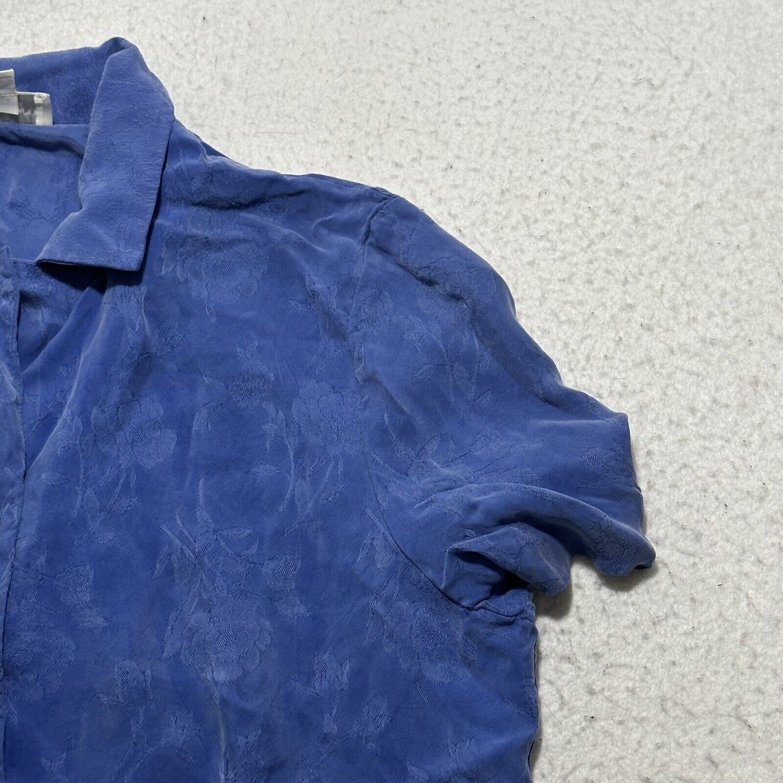 Liz Claiborne Liz Claiborne 14 Blue Button Front Short Sleeve Collared Top Size XL / US 12-14 / IT 48-50 - 3 Thumbnail