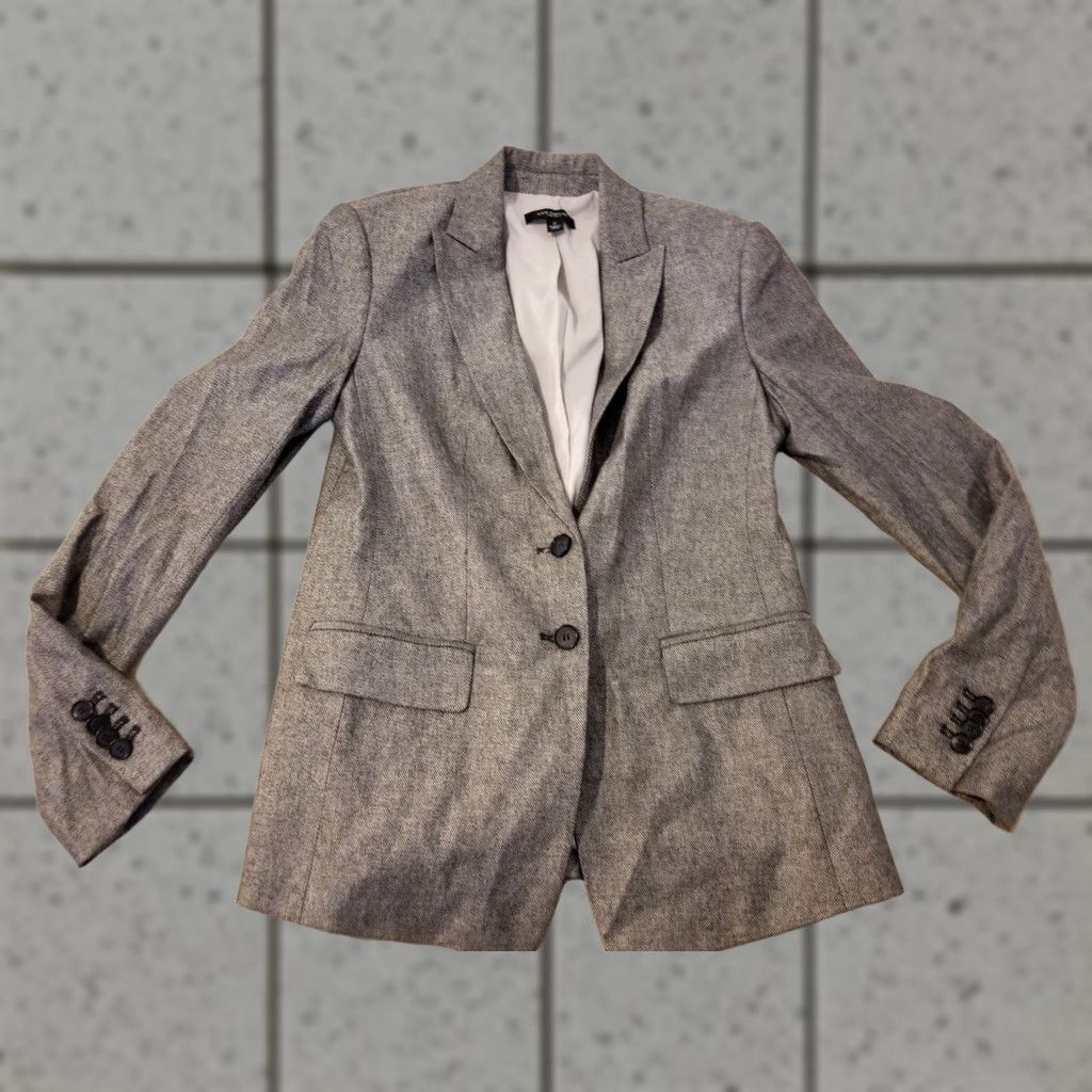 Ann Taylor Womens Ann Taylor Blazer Jacket 2 Gray Gray Polyester Regular Basic Jacket Womens Size XS / US 0-2 / IT 36-38 - 1 Thumbnail