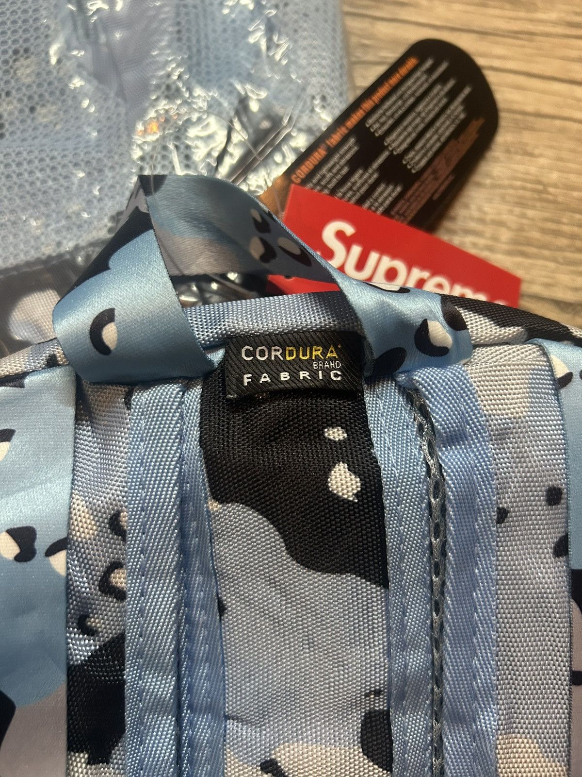 Blue chocolate chip camo supreme backpack