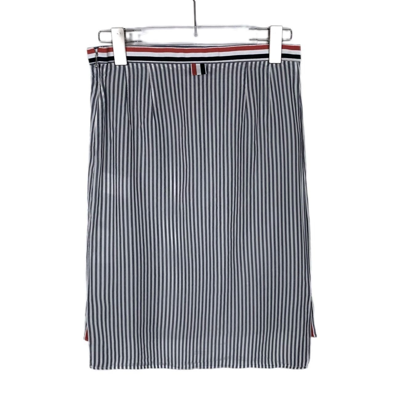 Thom Browne Thom Browne Gray and White Striped Bow-Detail Skirt (Size 38 Size 38" / US 16 / IT 52 - 7 Thumbnail