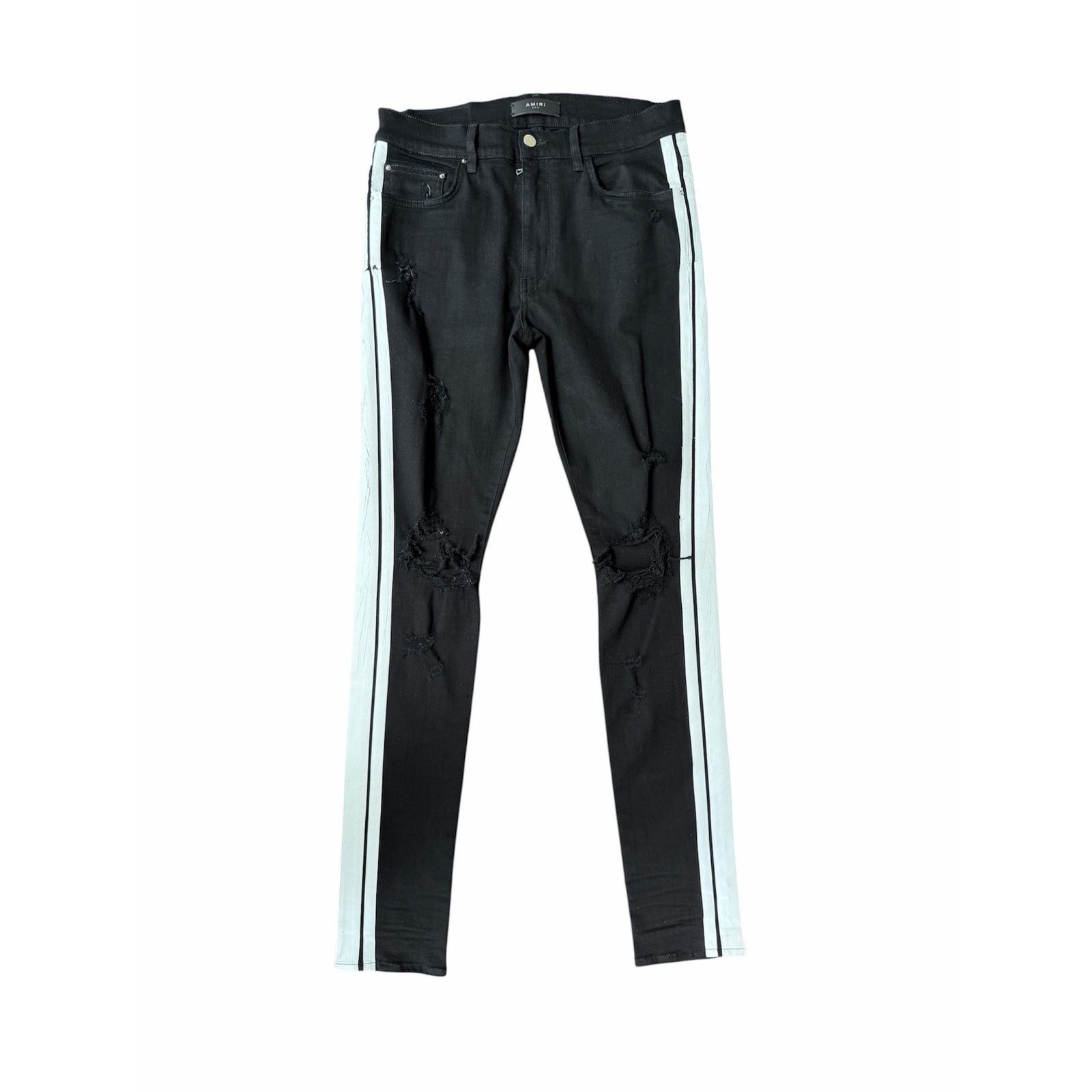 Amiri Amiri Blue Stripe Black Jeans | Grailed