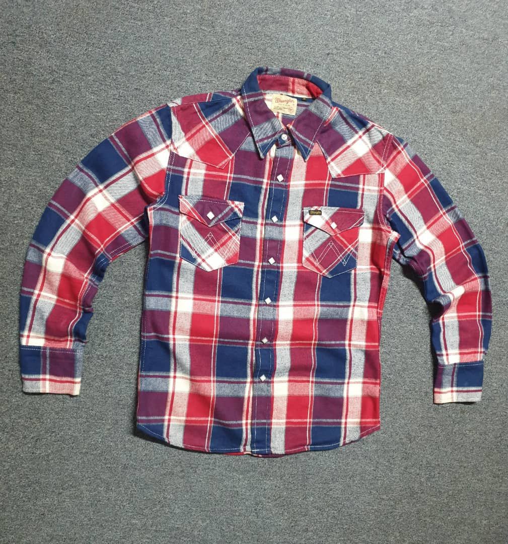Japanese Brand Wrangler square button checkered western shirt Size US M / EU 48-50 / 2 - 7 Thumbnail