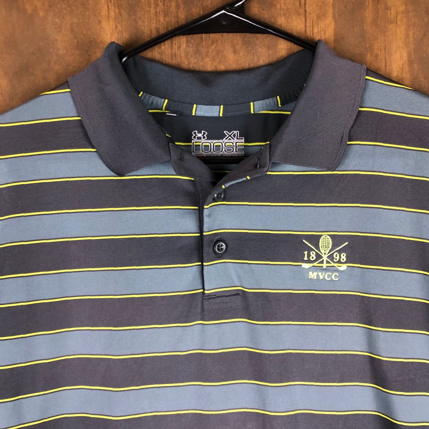 Under Armour Under Armour Mens Polo Shirt Gray Striped Loose Fit XL Size US XL / EU 56 / 4 - 2 Thumbnail
