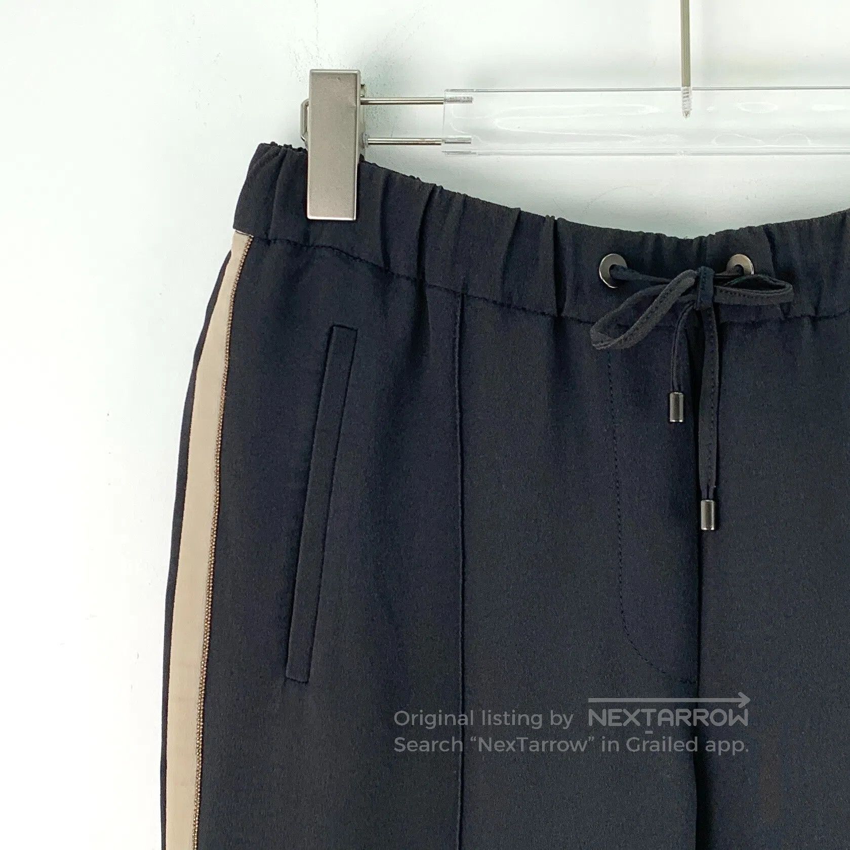 Brunello Cucinelli Brunello Cucinelli Black side stripe silk drawstring casua Size US 26 / EU 42 - 3 Thumbnail