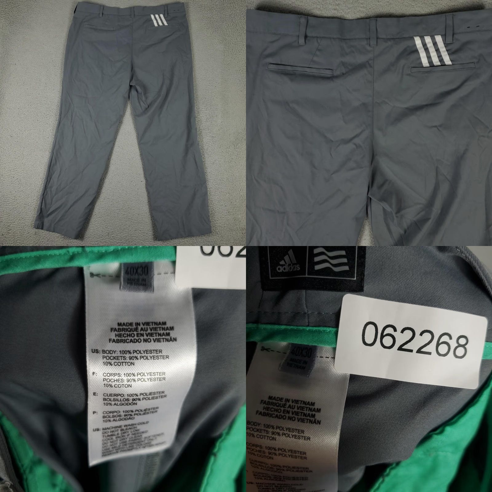 Adidas Adidas Pants Mens Gray 40x30 Golf Athletic Performance Lightweight Polyester Size US 40 / EU 56 - 8 Thumbnail