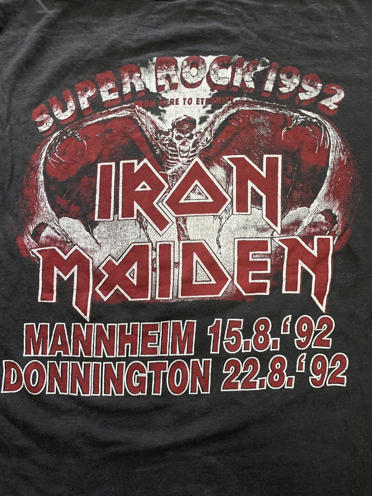 Band Tees × Iron Maiden × Vintage Vintage 90s Iron Maiden “SUPER ROCK” Band Tees Size US M / EU 48-50 / 2 - 5 Thumbnail
