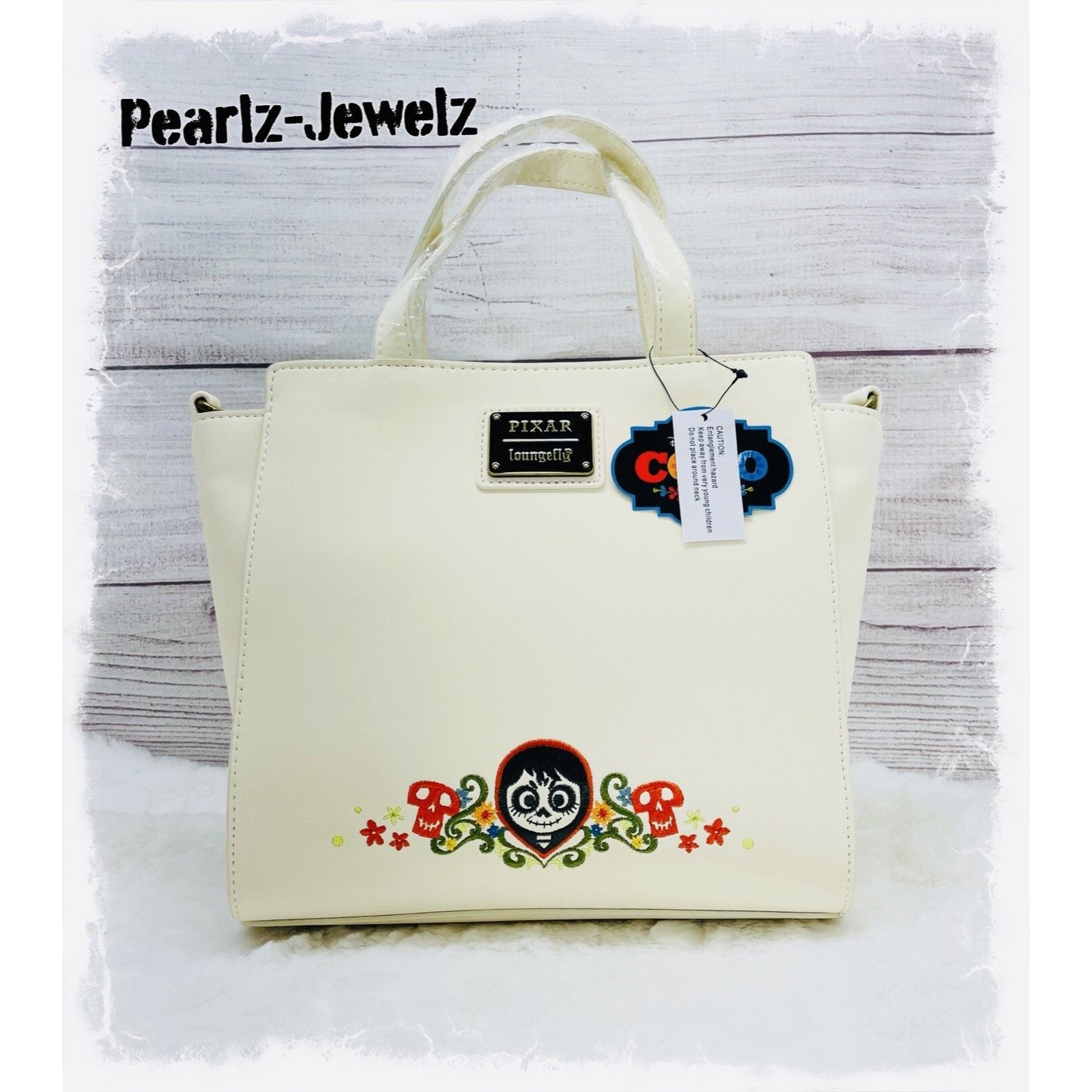Disney Loungefly Pixar Coco Floral White Handbag Crossbody Purse Bo Size ONE SIZE - 4 Thumbnail