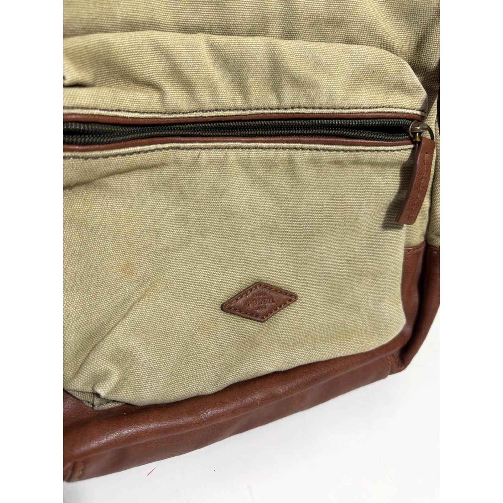 Fossil Fossil Backpack Canvas Leather Estate Brown Beige 16x10x5 Men Mens Size ONE SIZE - 3 Thumbnail
