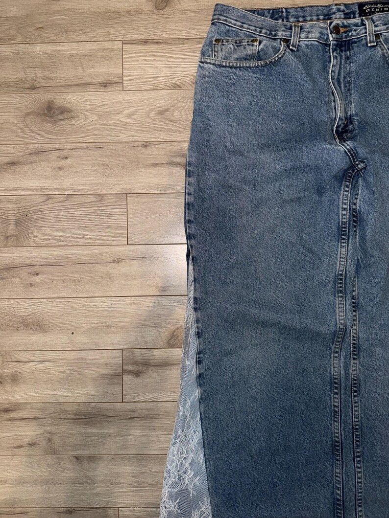 JNCO custom y2k flared flower light wash denim Size US 35 - 8 Thumbnail