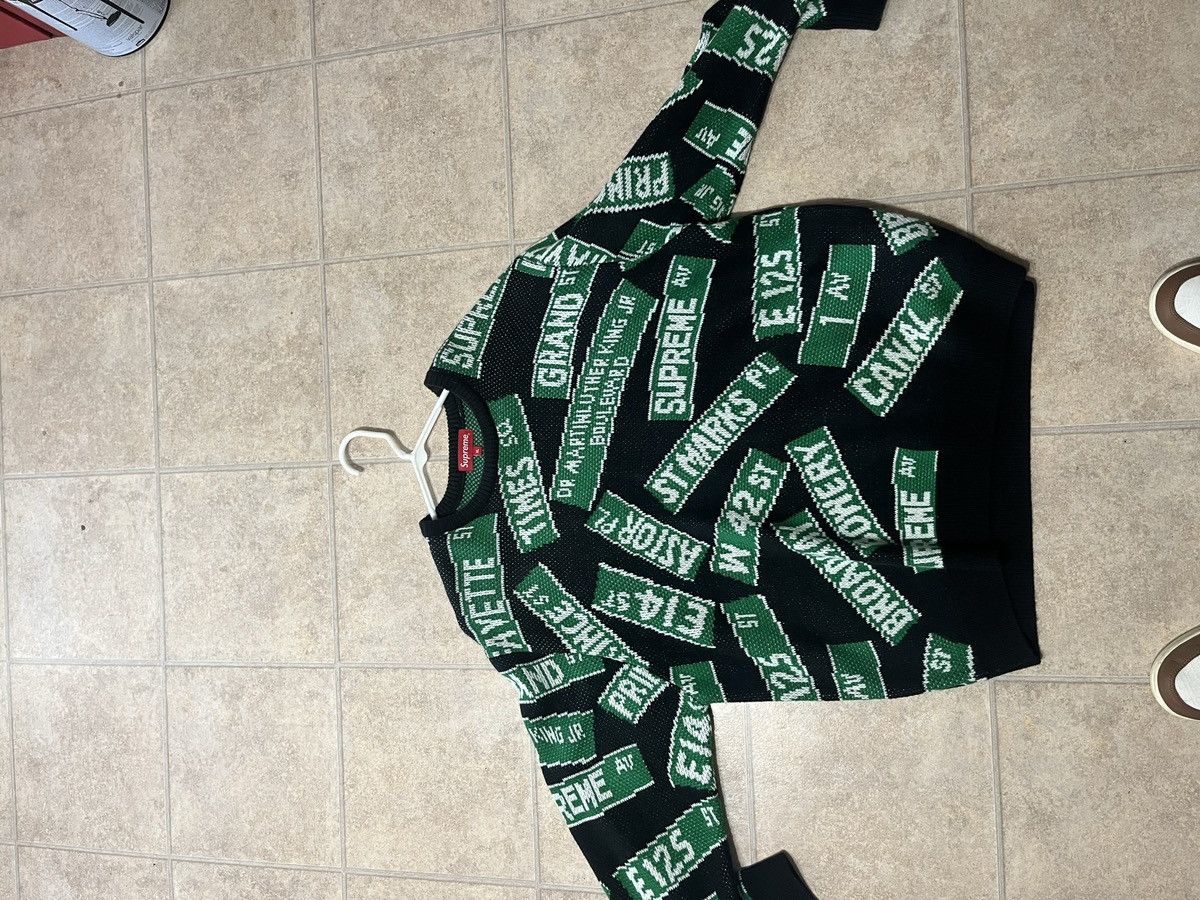 Image of Supreme Street Sign Sweater in Black, Men's (Size XL)