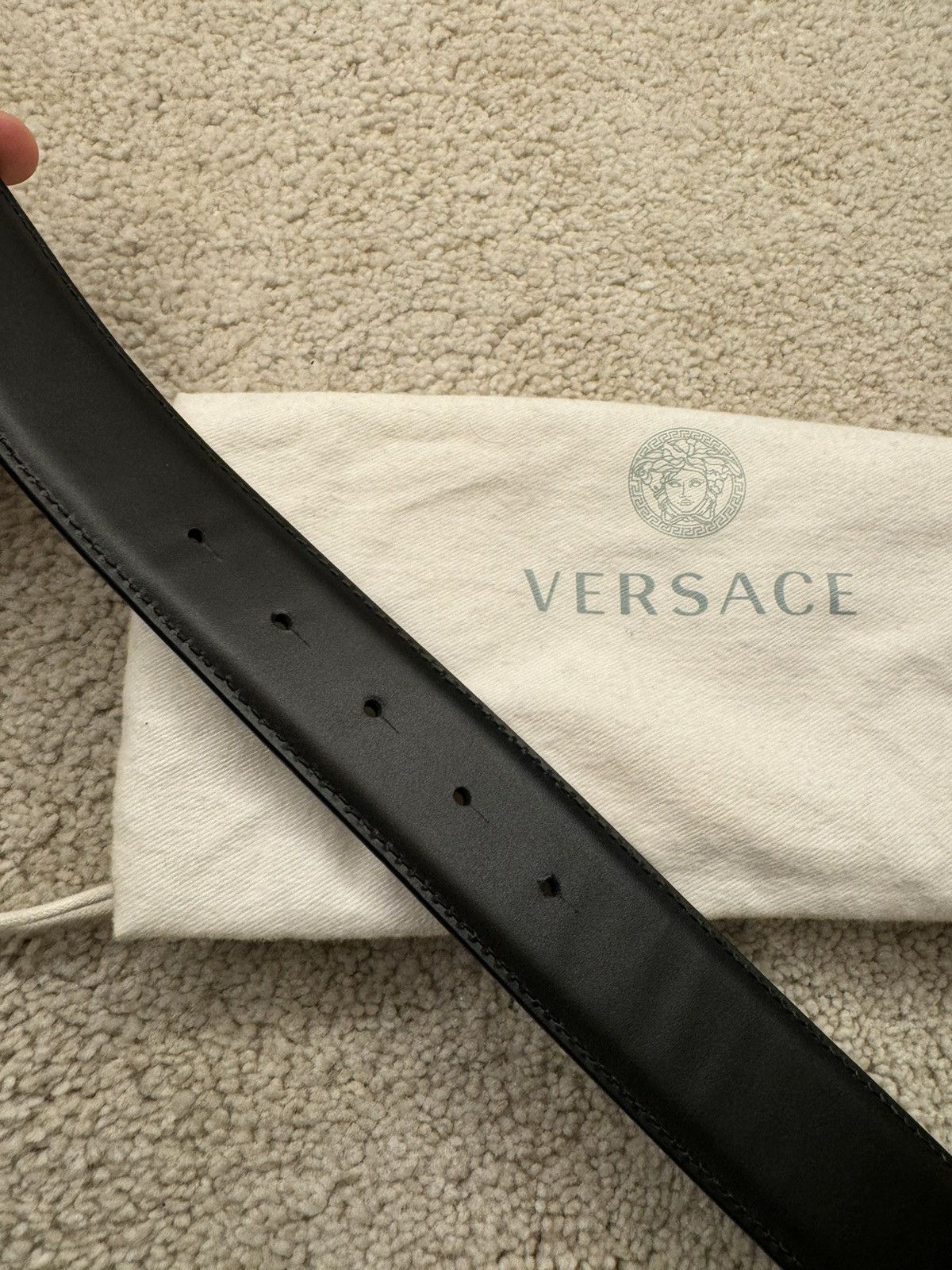 Designer × Versace × Vintage ⚜️ Versace Reversible Baroque Black Belt Size 34 - 8 Thumbnail