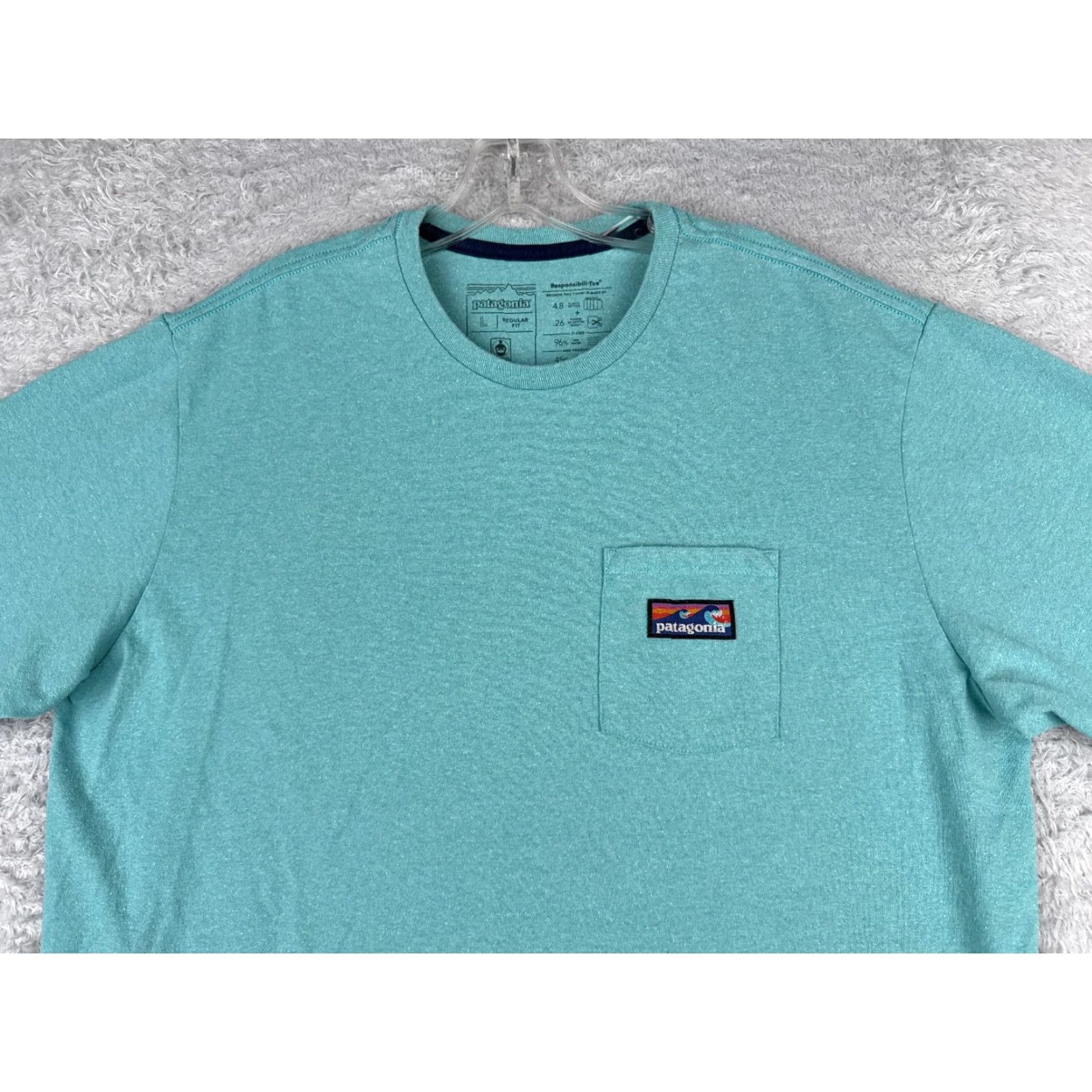 Patagonia Patagonia Shirt Men L Blue Logo Responsibili-Tee Pocket Cotton Blend T-Shirt USA Logo Mens Size US L / EU 52-54 / 3 - 4 Thumbnail