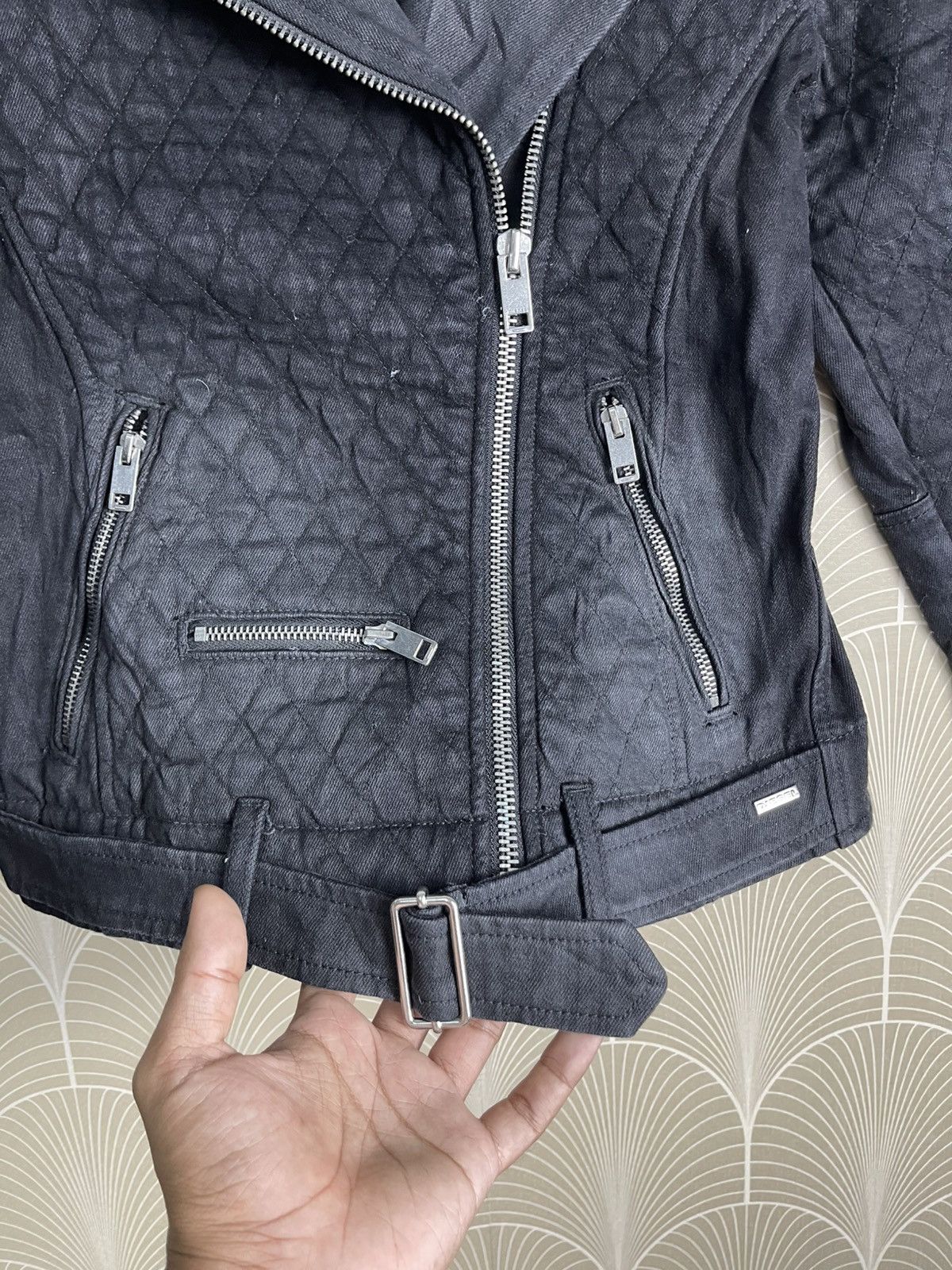 Diesel VINTAGE DIESEL QUILTED DOUBLE COLLAR BIKER JACKET Size US XS / EU 42 / 0 - 8 Thumbnail