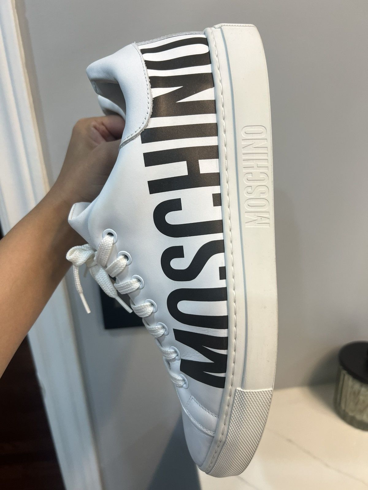 Moschino Moschino Logo-Printed Lace-Up Sneakers Size US 11 / EU 44 - 10 Thumbnail