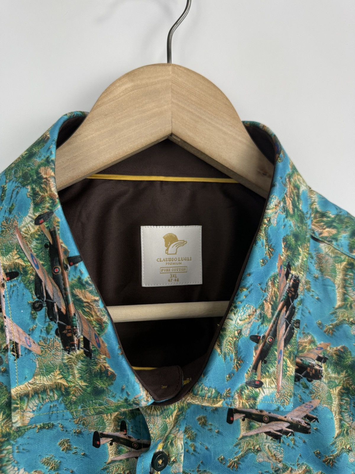 Other ❗️NEW 🇮🇹 Claudio Lugli Lancaster Sky Airplane Luxury Shirt Size US XXL / EU 58 / 5 - 9 Thumbnail