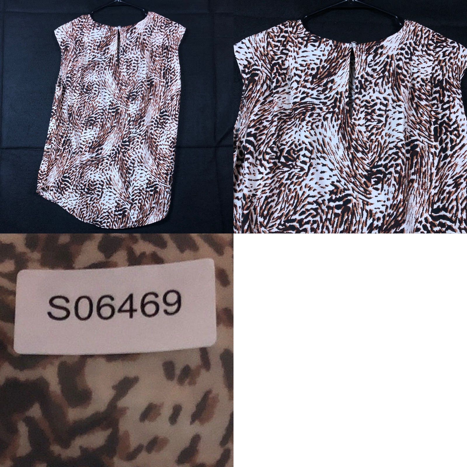 Express Express Blouse Brown Tan Animal Print Round Neck Cap Sleeve Small Womens Size S / US 4 / IT 40 - 8 Thumbnail