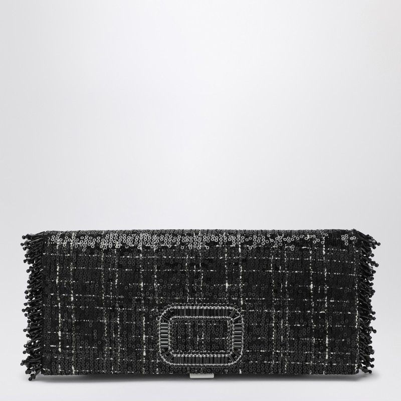 Roger Vivier Roger Vivier Black Pilgrim Clutch Bag With Micro Sequins Size ONE SIZE - 1 Thumbnail