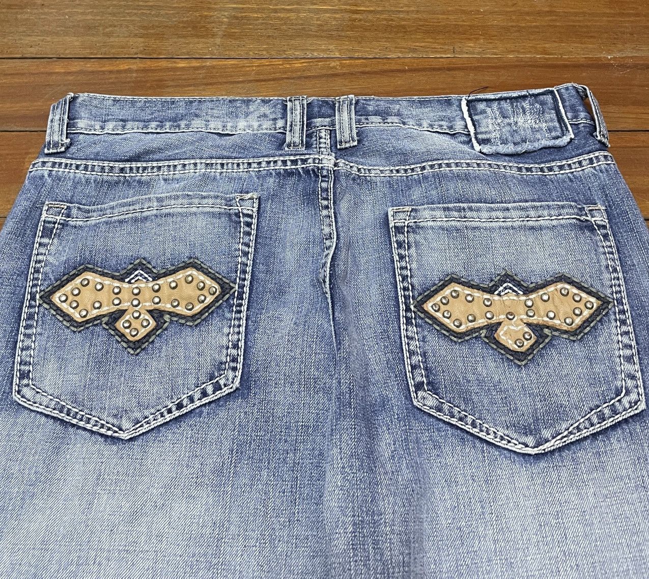 14th Addiction × Helix × Le Grande Bleu (L.G.B.) Rare Design Vintage Brand Helix Flared Jeans 2000s Size US 34 / EU 50 - 4 Thumbnail