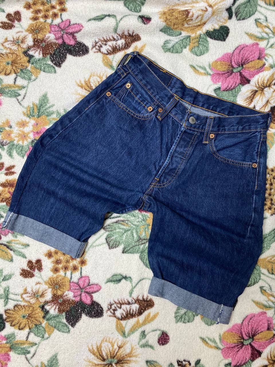 Levi's Levi's 501 Denim Shorts Dark Wash Loose Straight Fit Mens Size US 28 / EU 44 - 2 Thumbnail