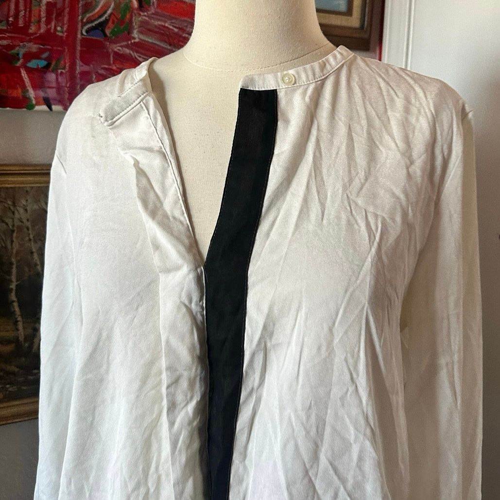 Calvin Klein calvin klein white black long sleeve blouse Size M / US 6-8 / IT 42-44 - 2 Thumbnail