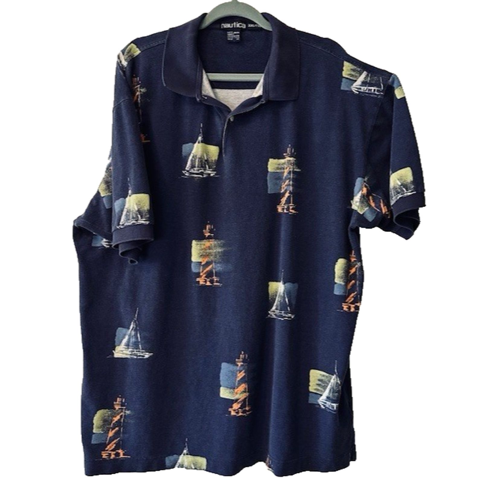 Nautica Nautica Vintage Lighthouse & Sailboat Print Polo Mens XXL Size US XXL / EU 58 / 5 - 1 Thumbnail