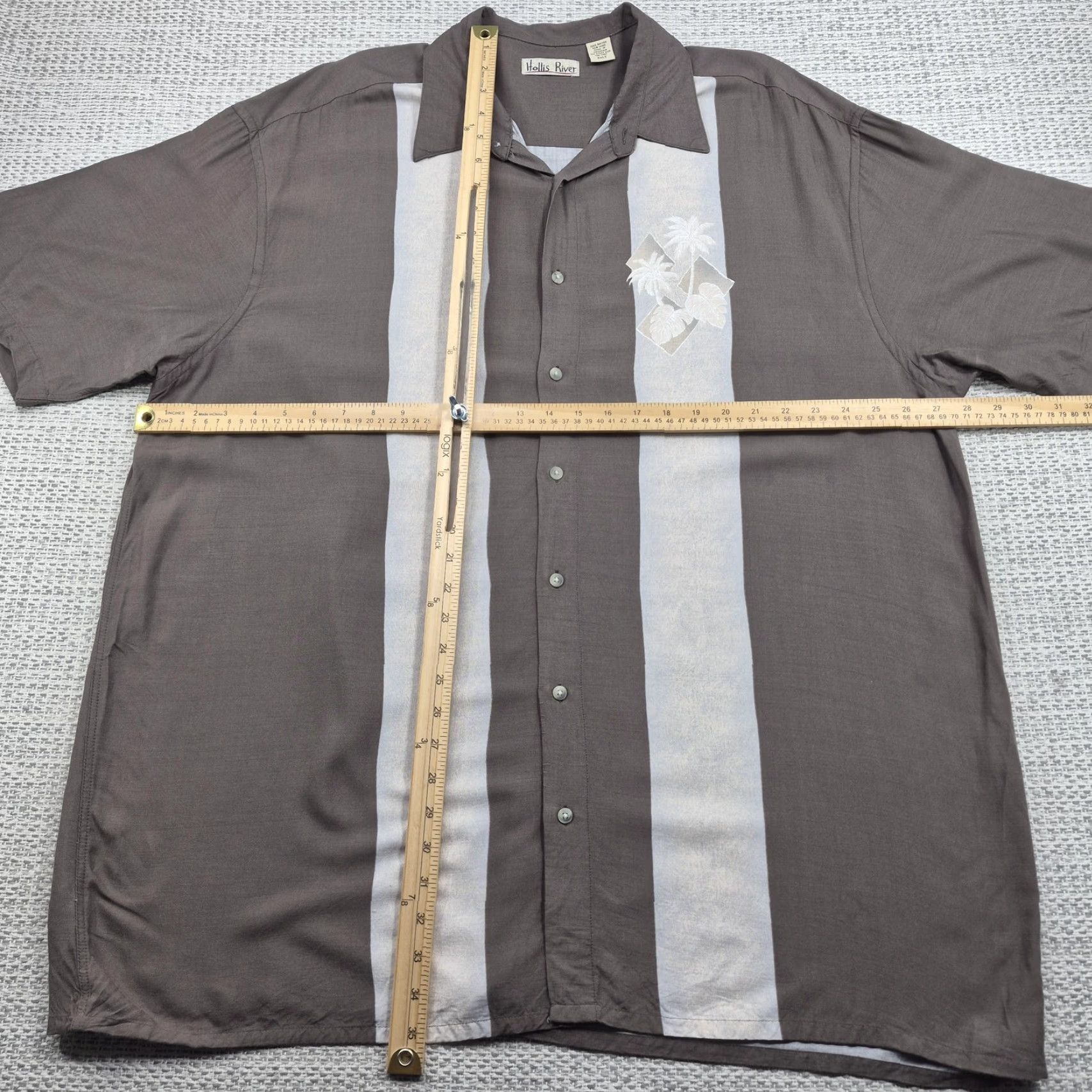 Vintage Hollis River Button Up Shirt Mens 2XLT Brown Striped Hawaiian Aloha Casual Shirt Size US XXL / EU 58 / 5 - 5 Thumbnail