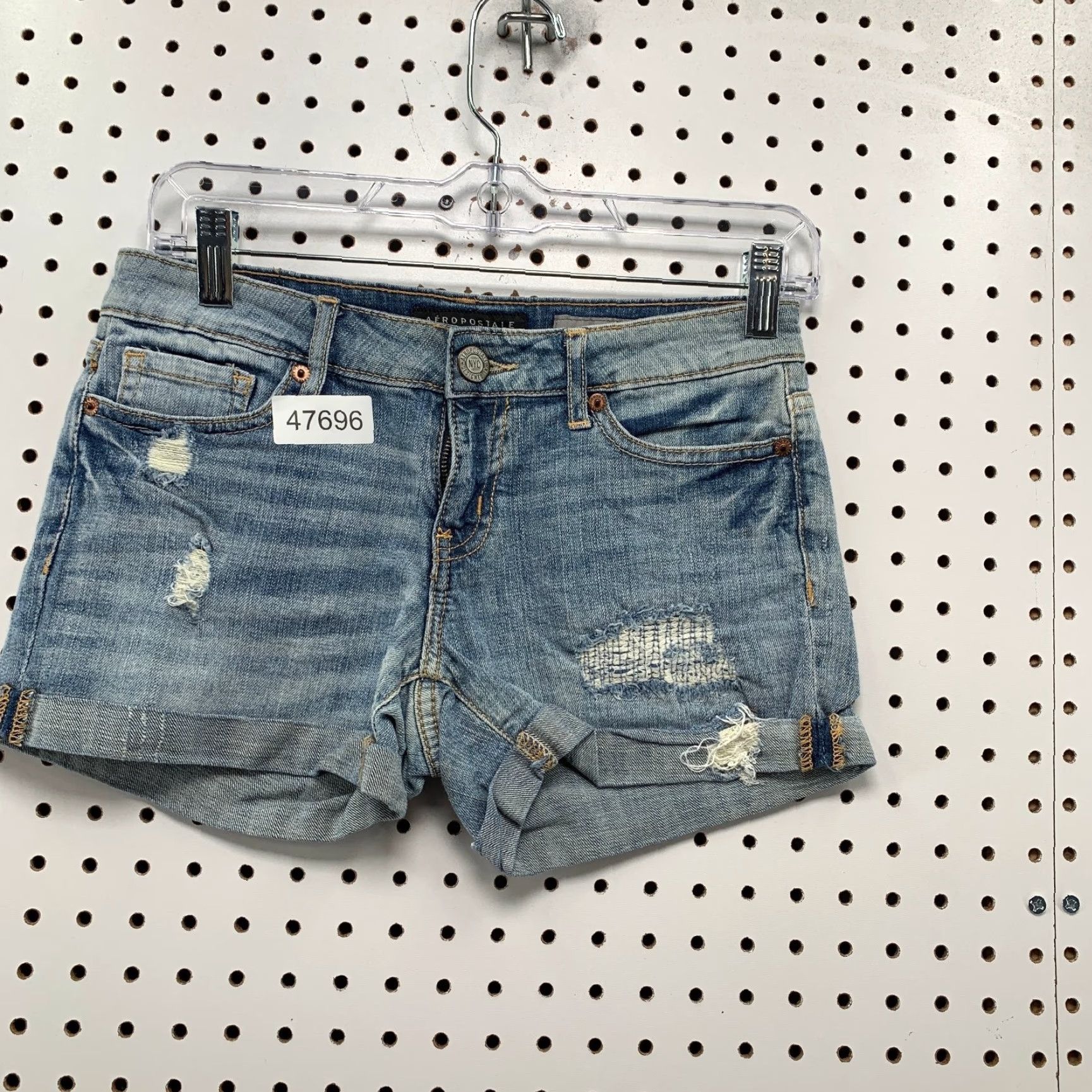Vintage Aéropostale Denim Bermuda Shorts Womens 0 Blue Distressed Cuffed Hem 28x3 Size 25" / US 0 / IT 36 - 2 Thumbnail