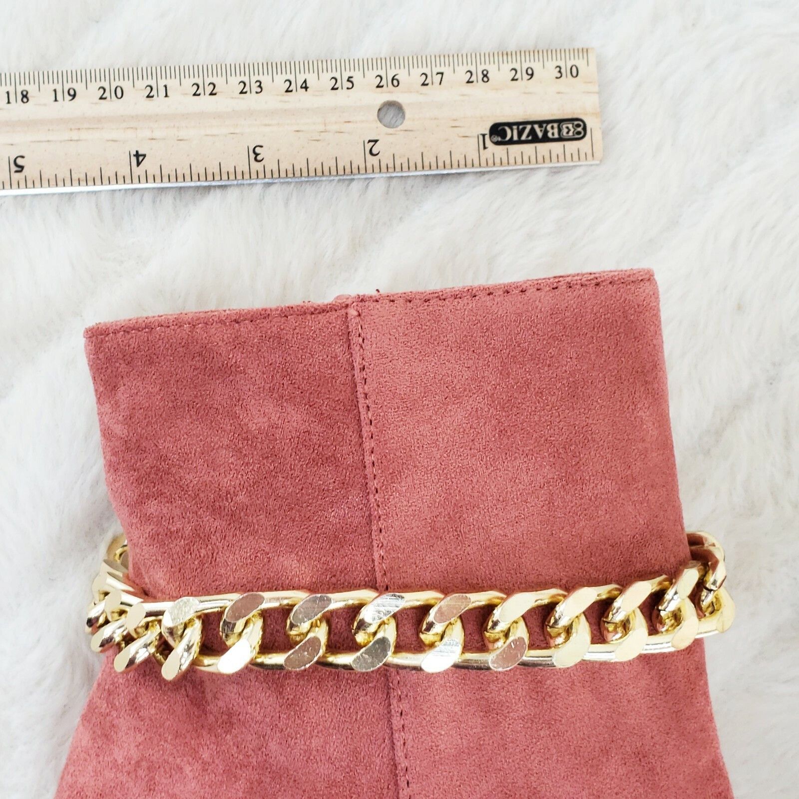 Other Crave Rose Pink FX Suede & Chain Sexy Pointy Toe 4" Stiletto Size US 8.5 / IT 38.5 - 9 Thumbnail