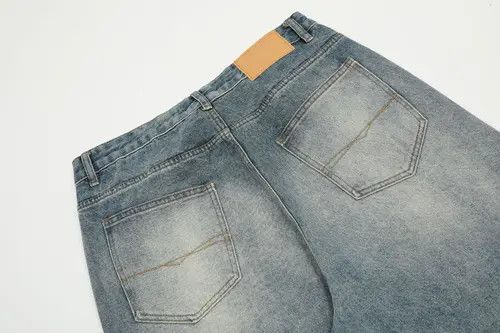 VIBE American retro fashion washed wide-leg simple loose jeans Size US 34 / EU 50 - 6 Thumbnail