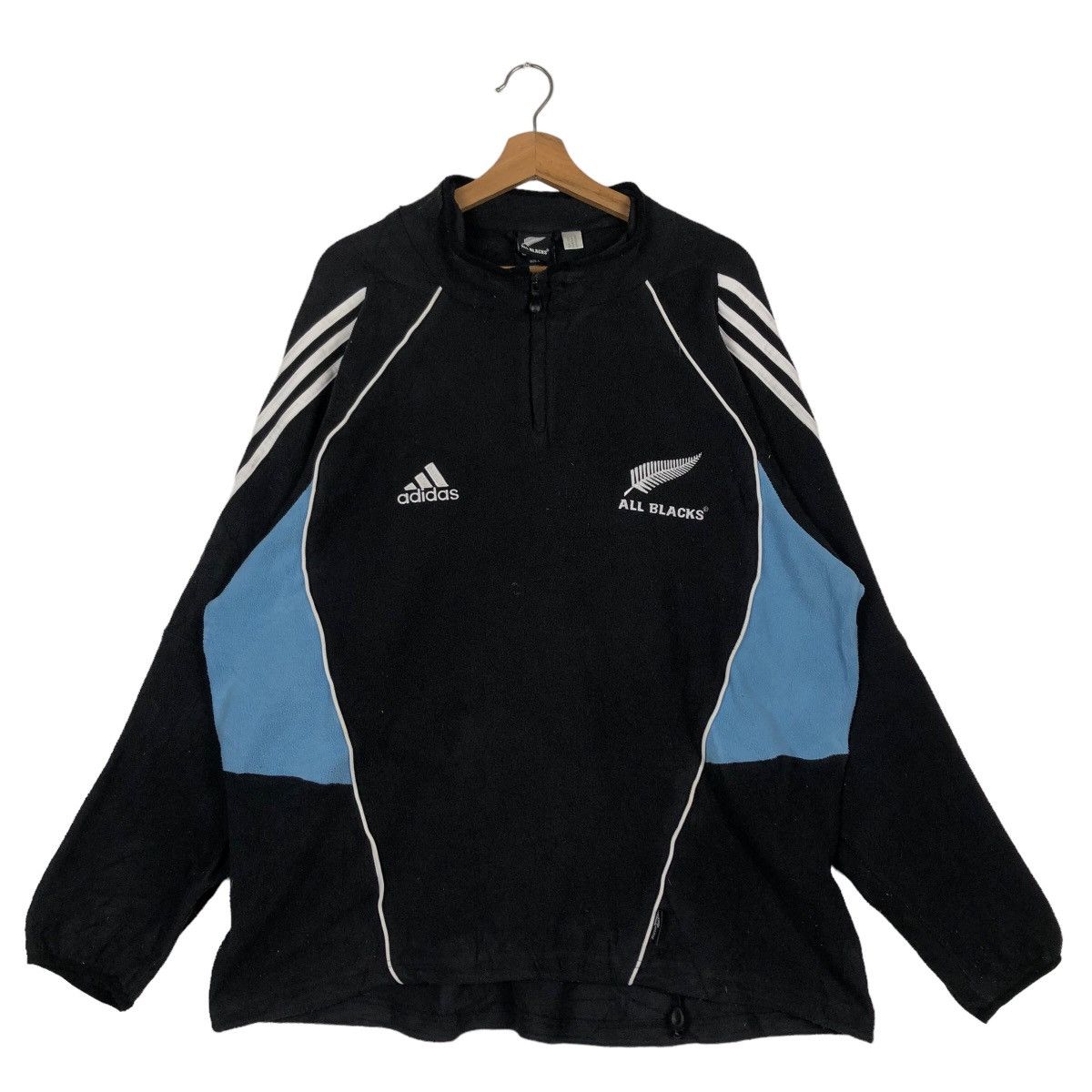 Adidas 🔥90’s Vintage Sweatshirt Long Sleeve Adidas All Black Rugby Size US L / EU 52-54 / 3 - 2 Thumbnail
