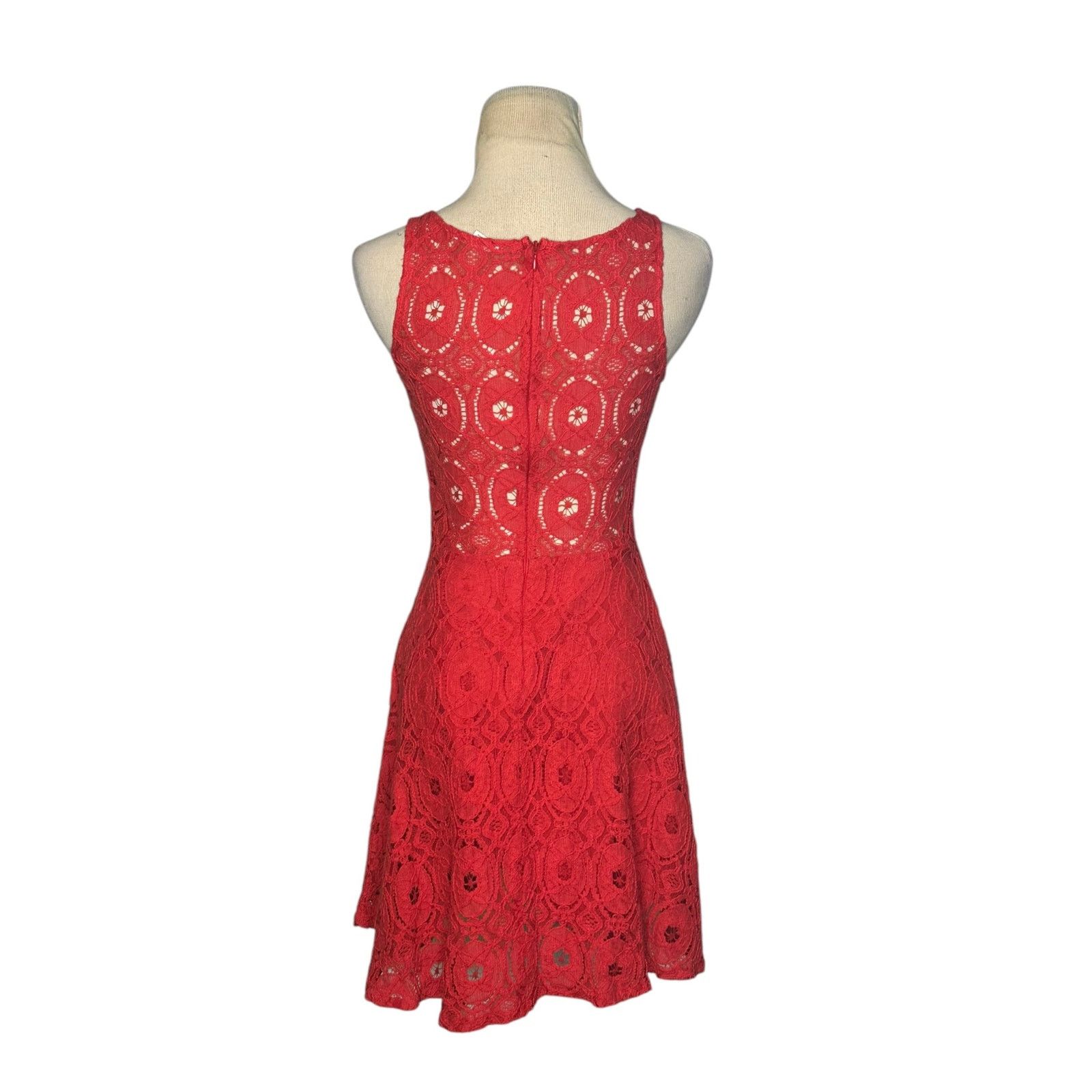 BB Dakota BB Dakota red lace fit and flare mini dress size 0 Size XS / US 0-2 / IT 36-38 - 6 Thumbnail