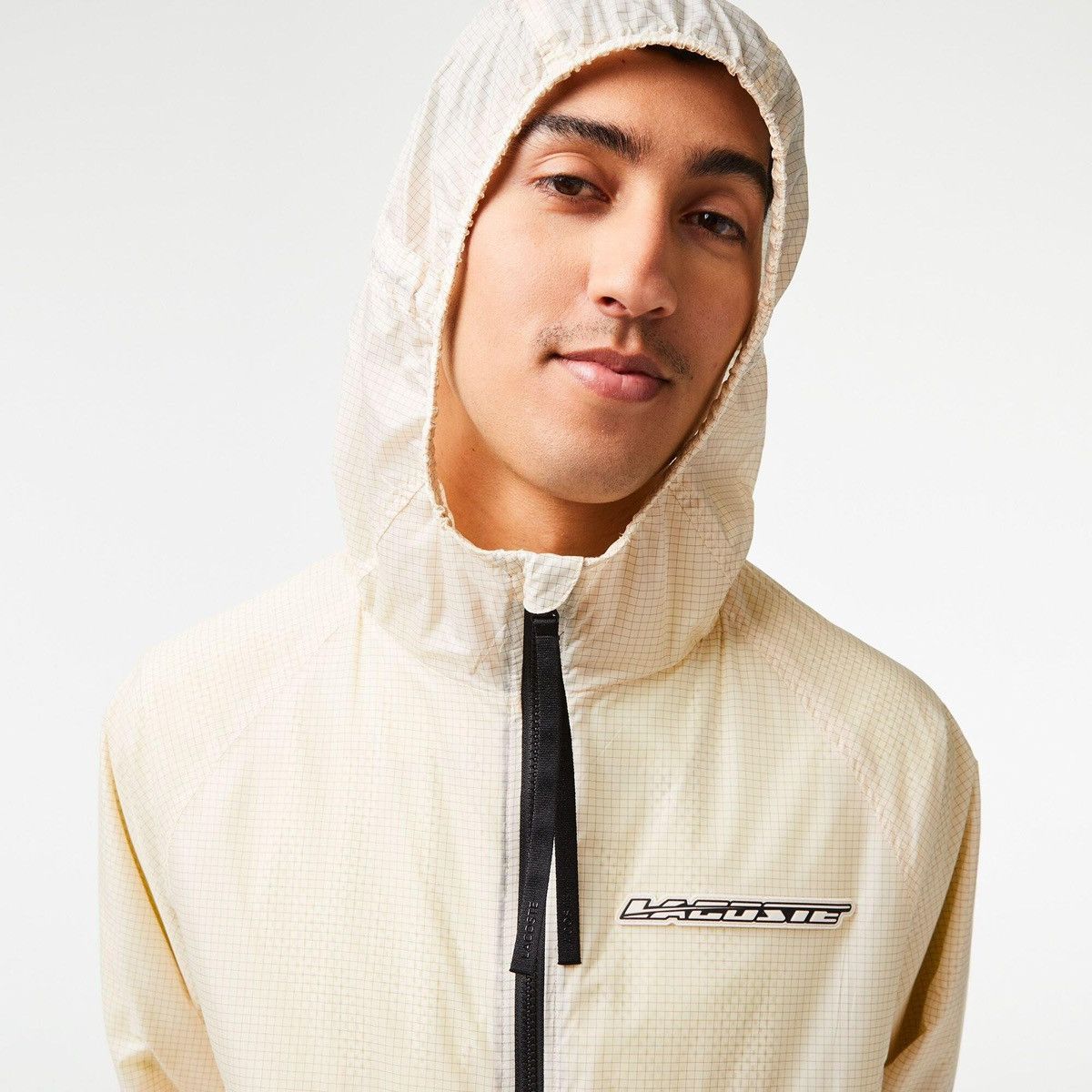 Lacoste 🧥 Lacoste Lightweight Windbreaker Jacket – Cream Grid Size M Size US M / EU 48-50 / 2 - 5 Thumbnail