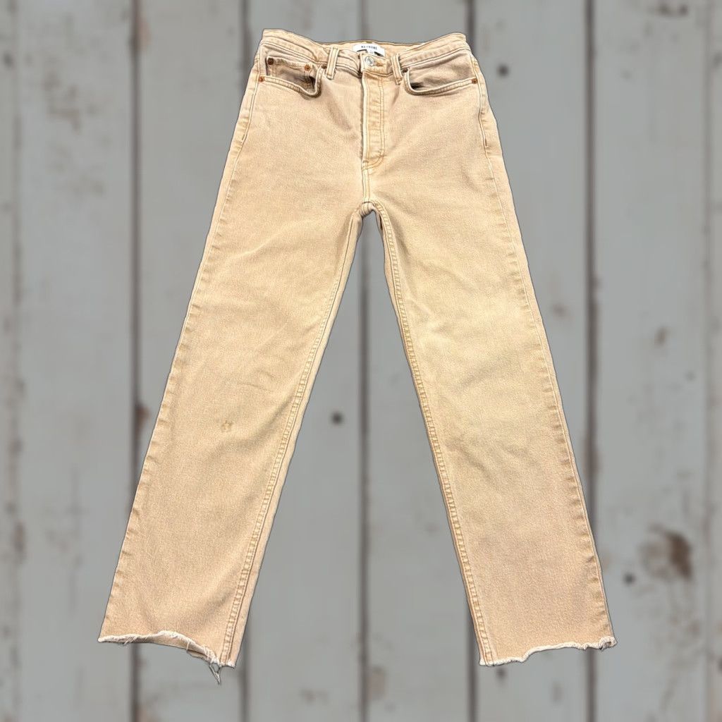 RE/DONE RE/DONE Jeans Womens 27 Beige Ankle High Rise Stretch Denim Stovepipe 70s 27x27 Size 27" / US 4 / IT 40 - 1 Thumbnail
