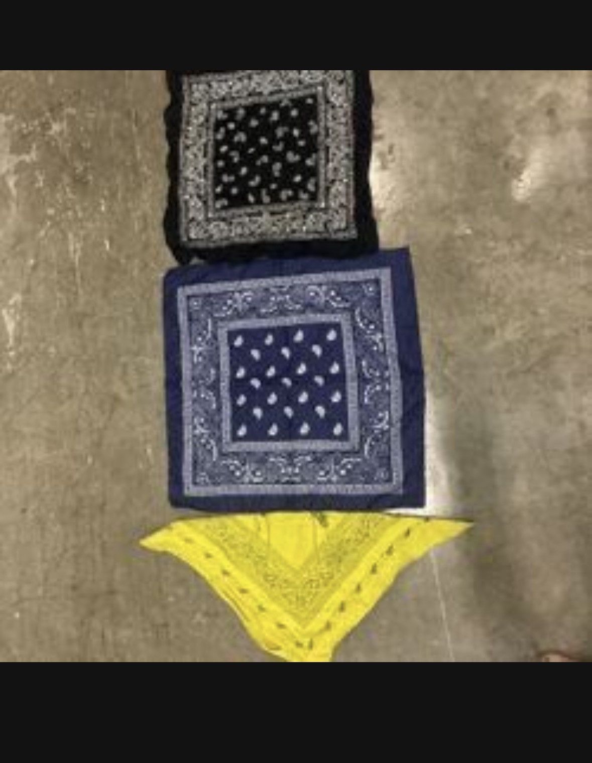 Trio of Bandanas - Black, Blue, and Yellow