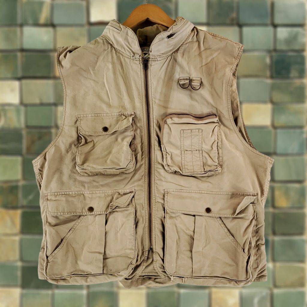 Banana Republic VINTAGE Banana Republic Vest Safari Full Zip Tan Beige Mens XL 90s Safari Beige Size US XL / EU 56 / 4 - 1 Thumbnail