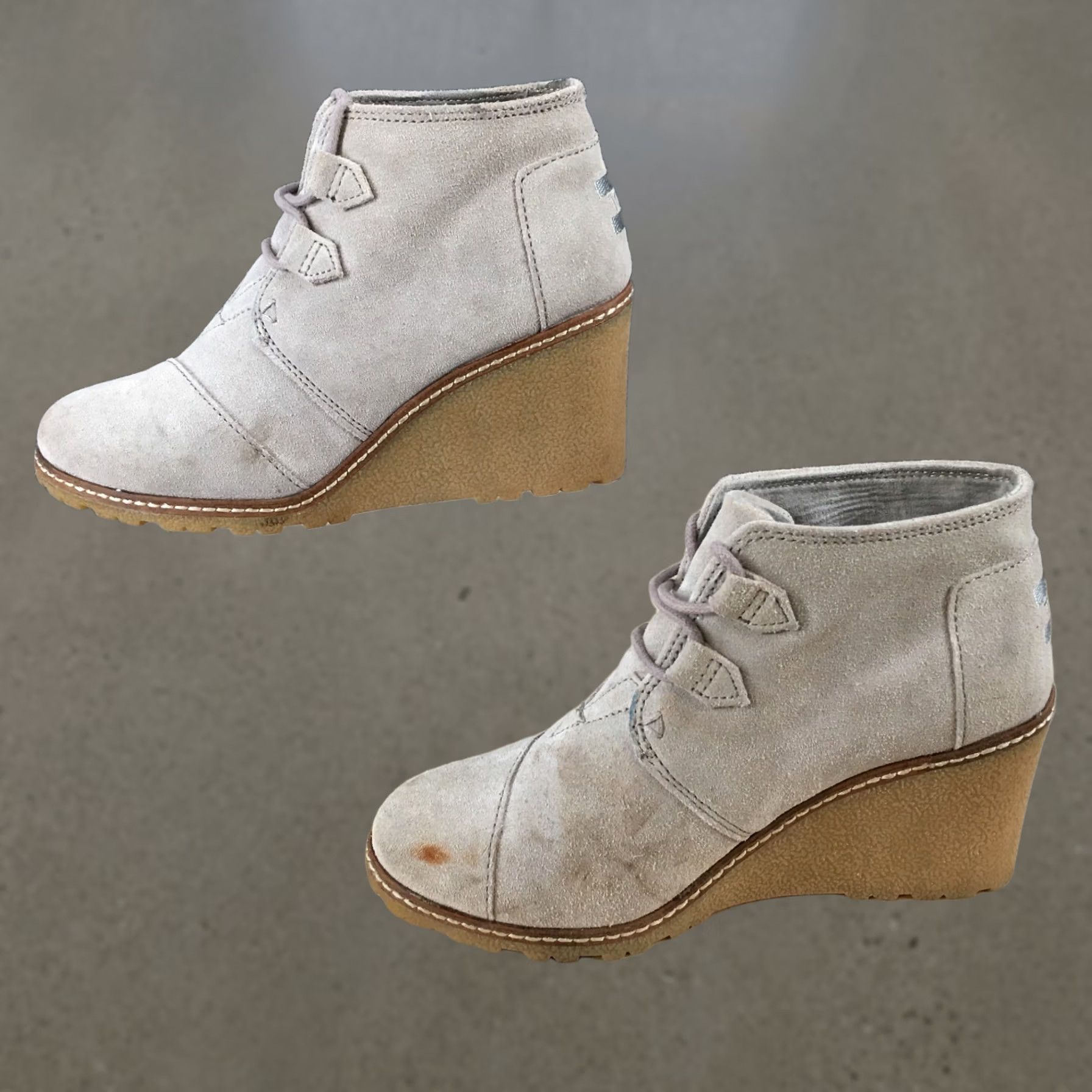 Toms TOMS Boots Womens 5.5 Desert Wedge Ankle Boot Gray Suede Leather Lace Up Casual Size US 6 / IT 36 - 1 Thumbnail