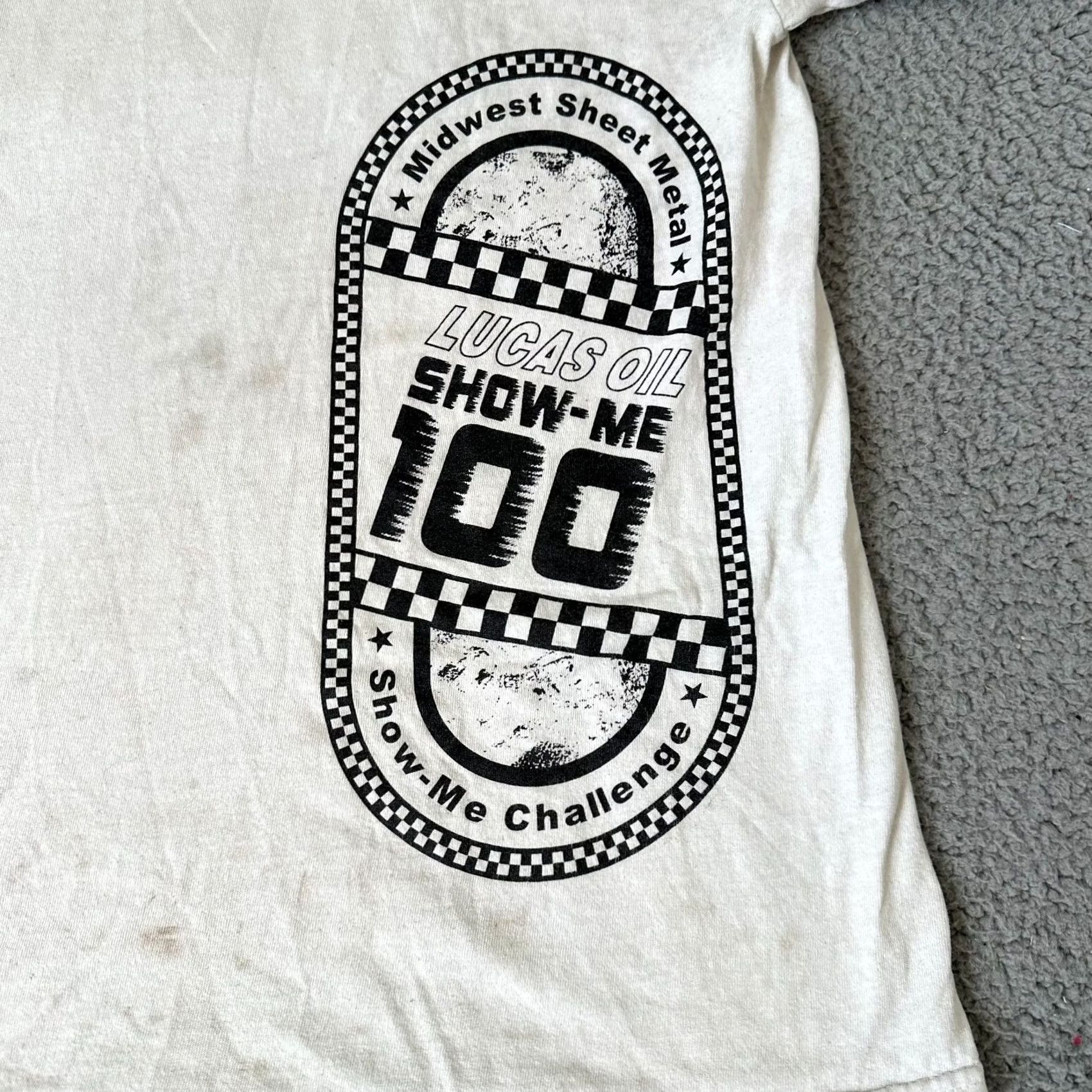 Gildan VINTAGE Lucas Oil Shirt Mens Large White 90s Motors Racing Show Me Challenge Shirt Mens L White 90s Motors Racing Size US L / EU 52-54 / 3 - 2 Thumbnail