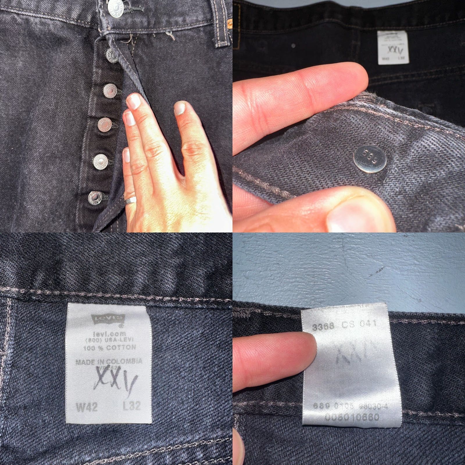 Levi's VINTAGE Levi's 501 Jeans - Black Dark Wash, Straight, Mid Rise, 42x32 - Men - Regular Size - 90s Theme - Button Fly Size US 42 / EU 58 - 8 Thumbnail