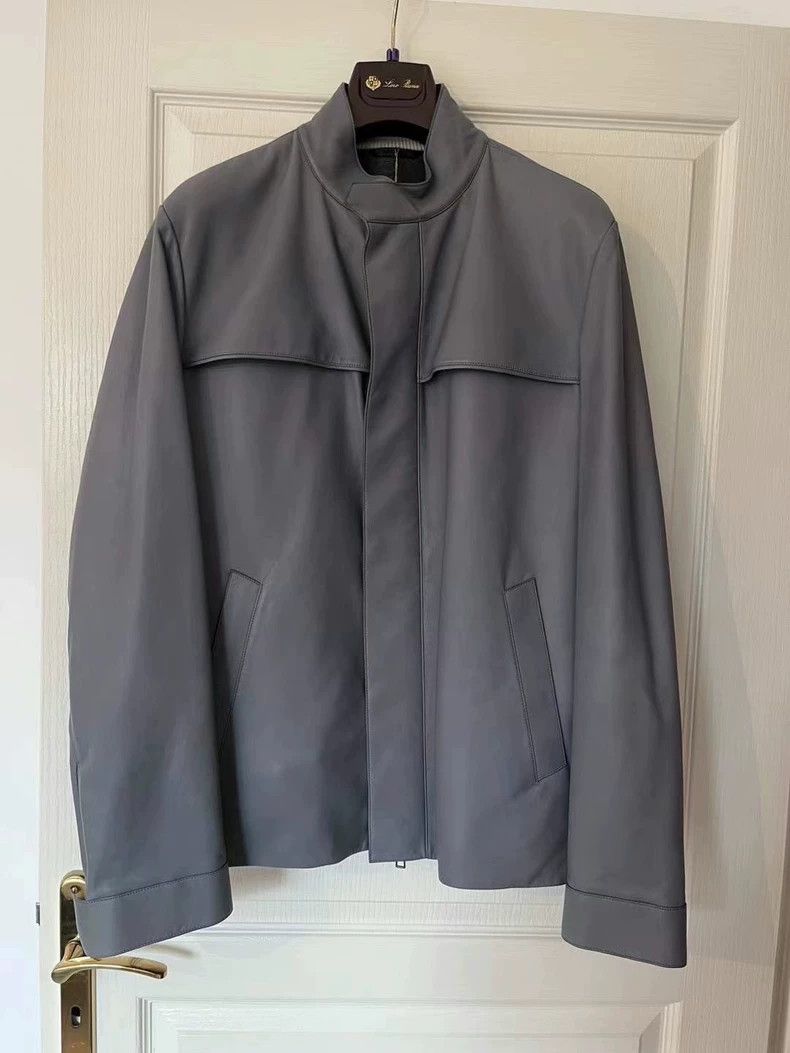 Loro Piana LORO PIANA Men's smog gray lamb leather jacket, mink linin Size US M / EU 48-50 / 2 - 1 Thumbnail